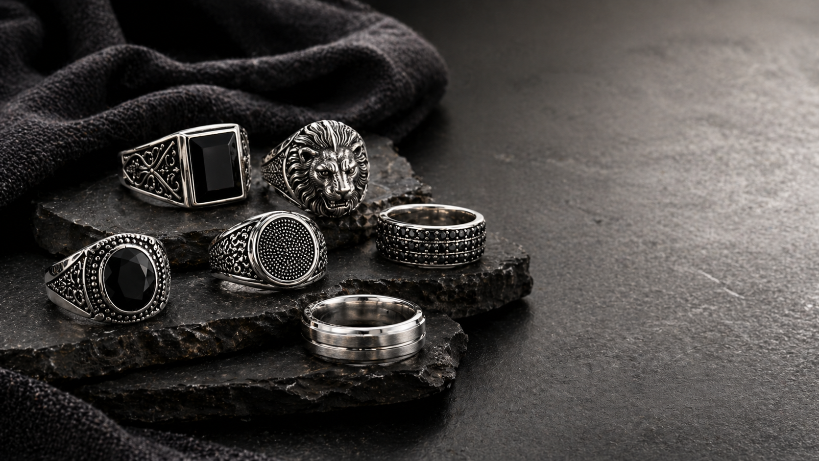 Men's ring collection hero cover