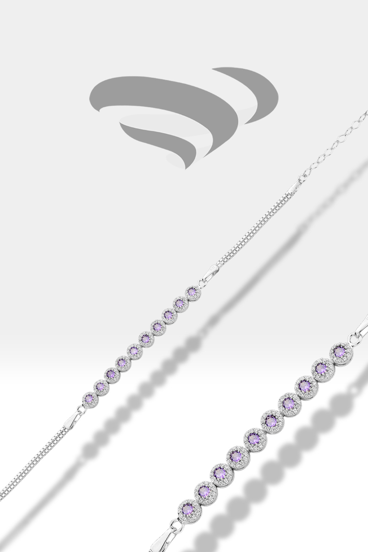 Linked Row | Zirconia 925 Sterling Silver Bracelet