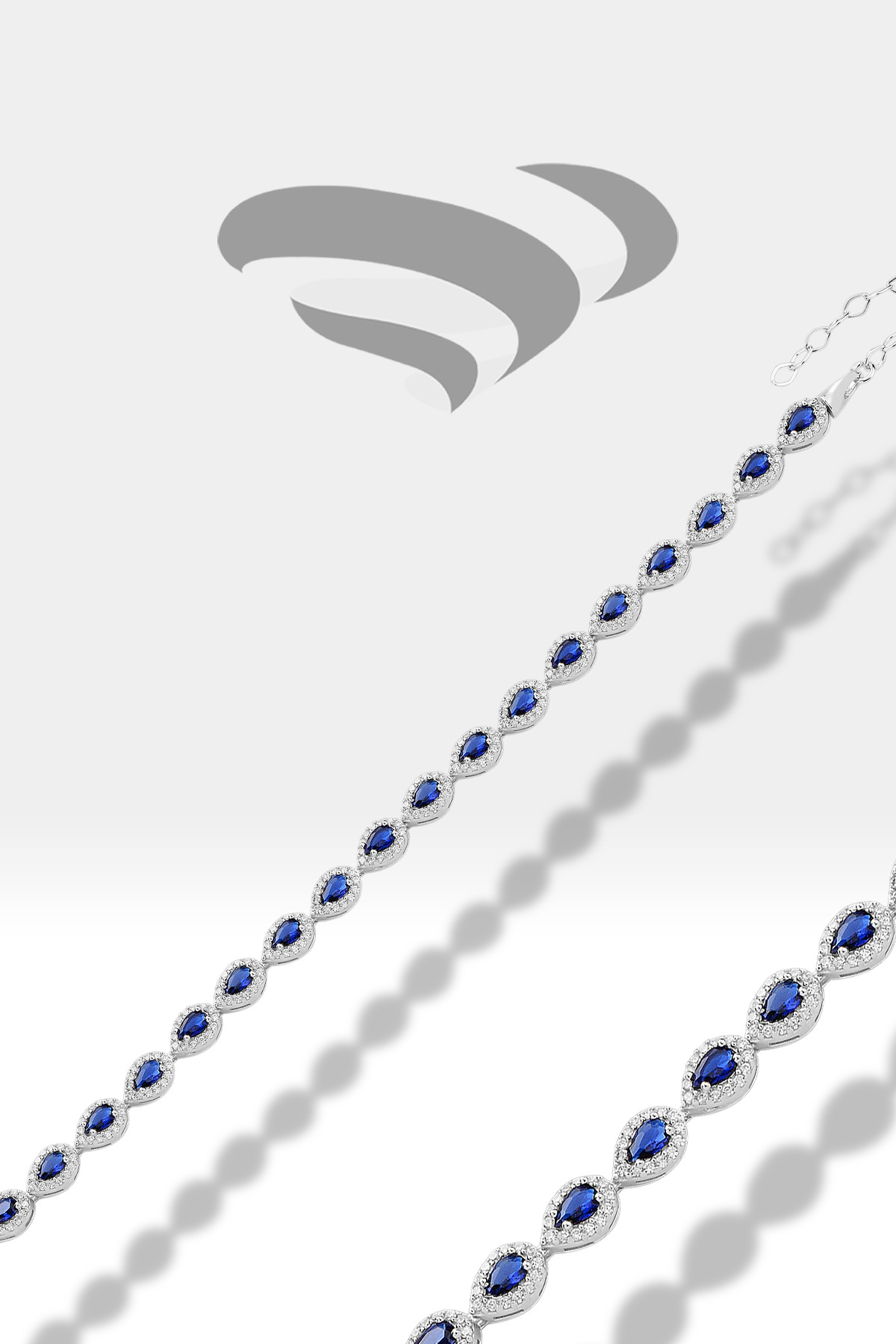 Teardrop Linked Row | Zirconia 925 Sterling Silver Bracelet