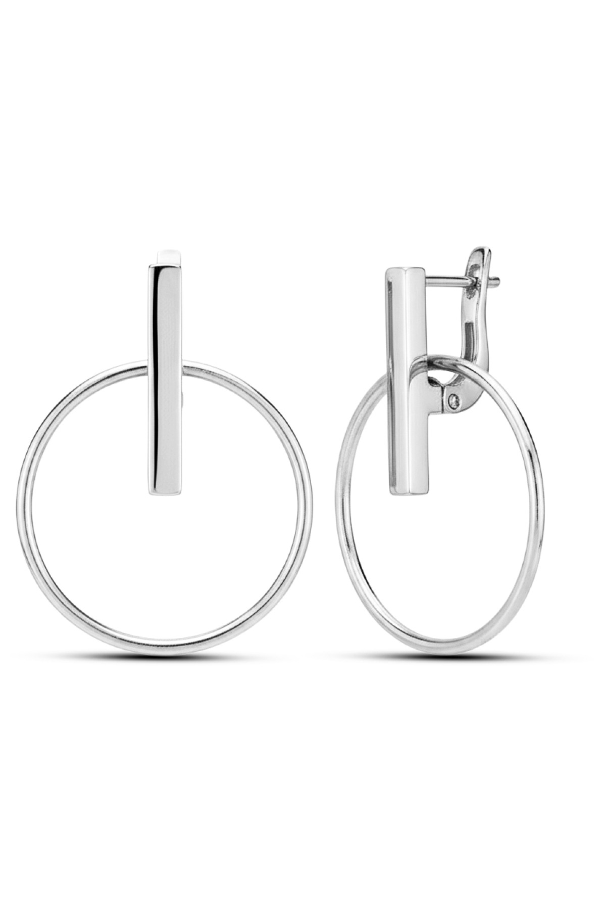 Minimalist Orbit | Geometric Bar and Circle Design 925 Sterling Silver Earring