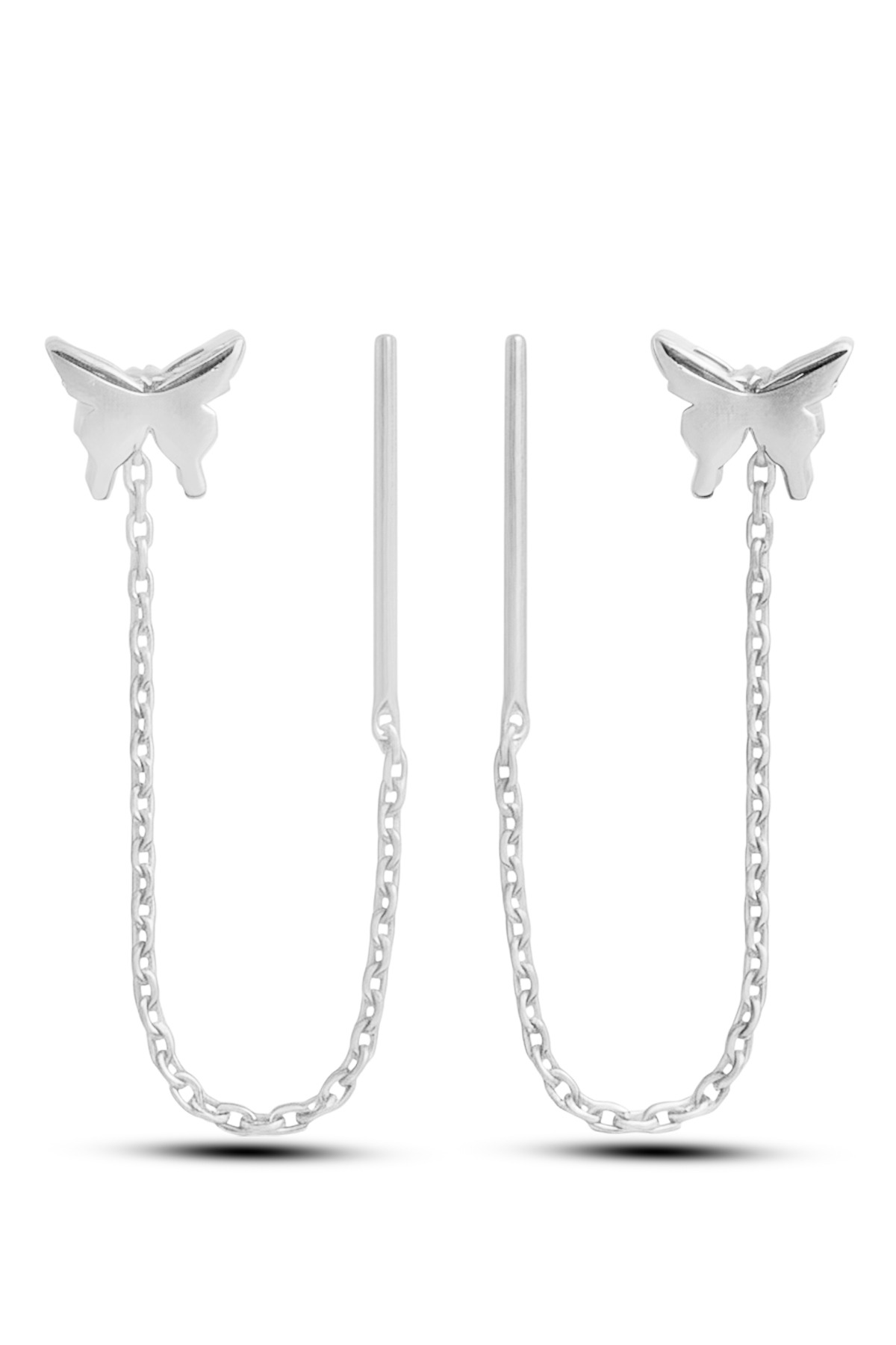 Butterfly Threader | Plain Silhouette Chain 925 Sterling Silver Earring