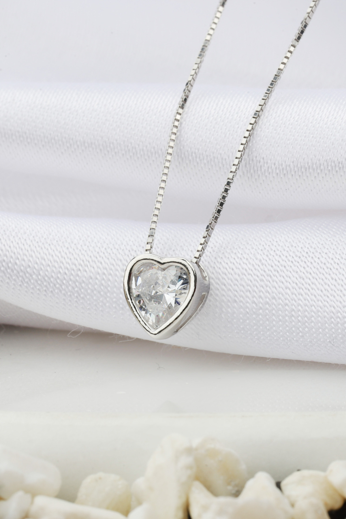 Heart Solitaire | Zirconia 925 Sterling Silver Necklace