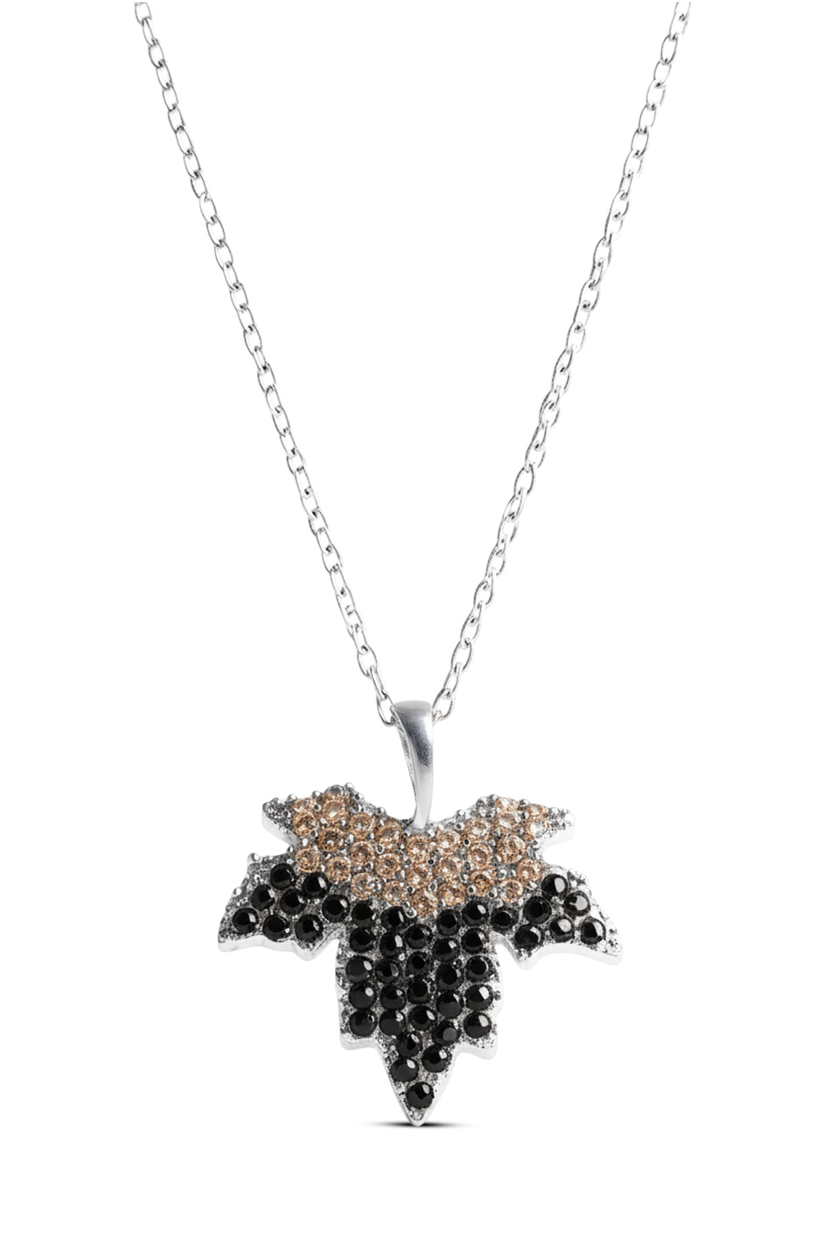 Maple Leaf Necklace | Pavé Zirconia Detail 925 Sterling Silver Necklace