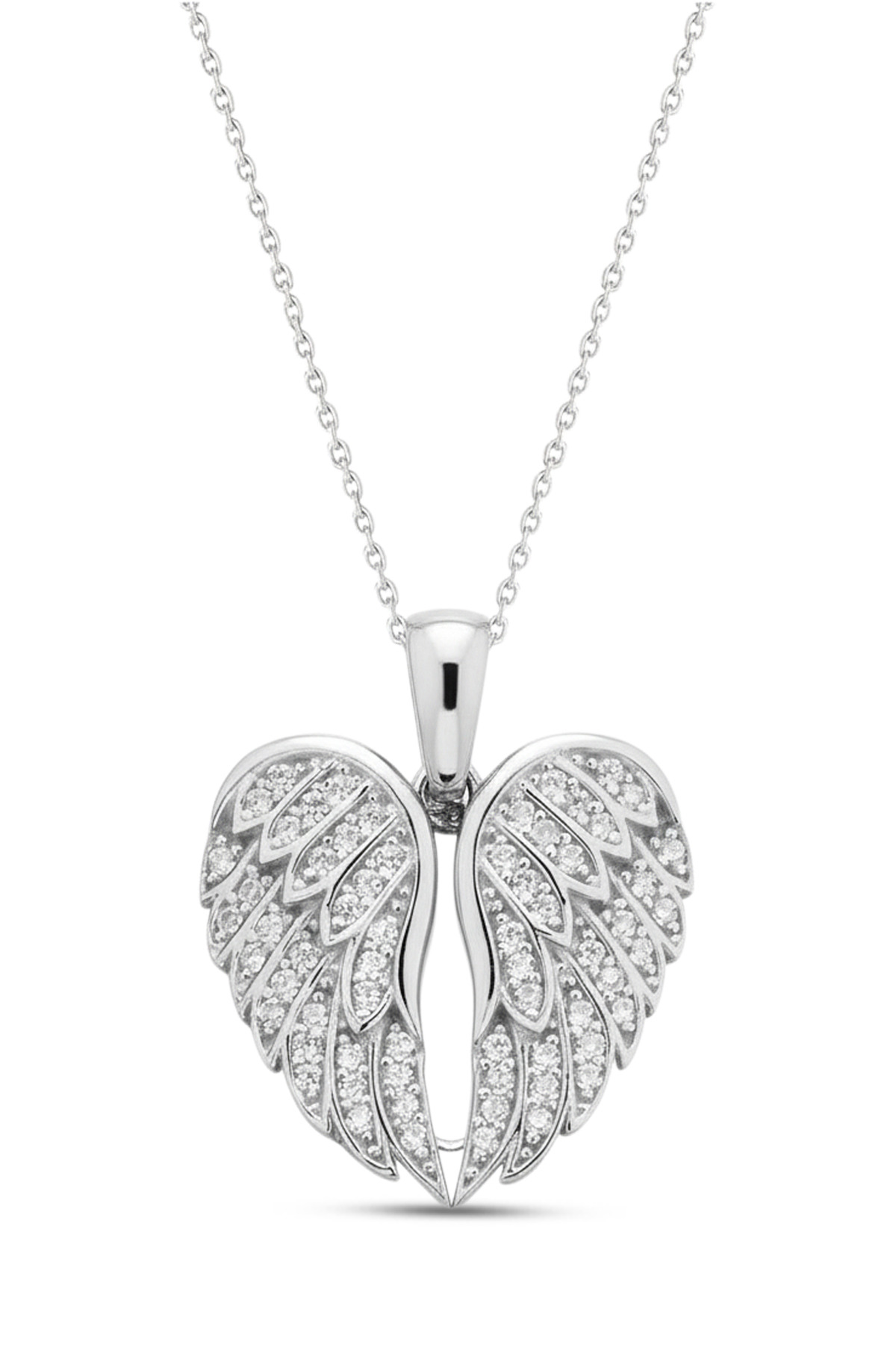 Angel Wing Heart Necklace | 925 Sterling Silver Necklace