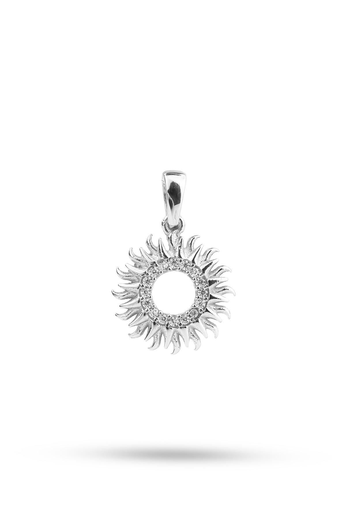 Sun Pendant | Sun White Stone 925 Sterling Silver Pendant