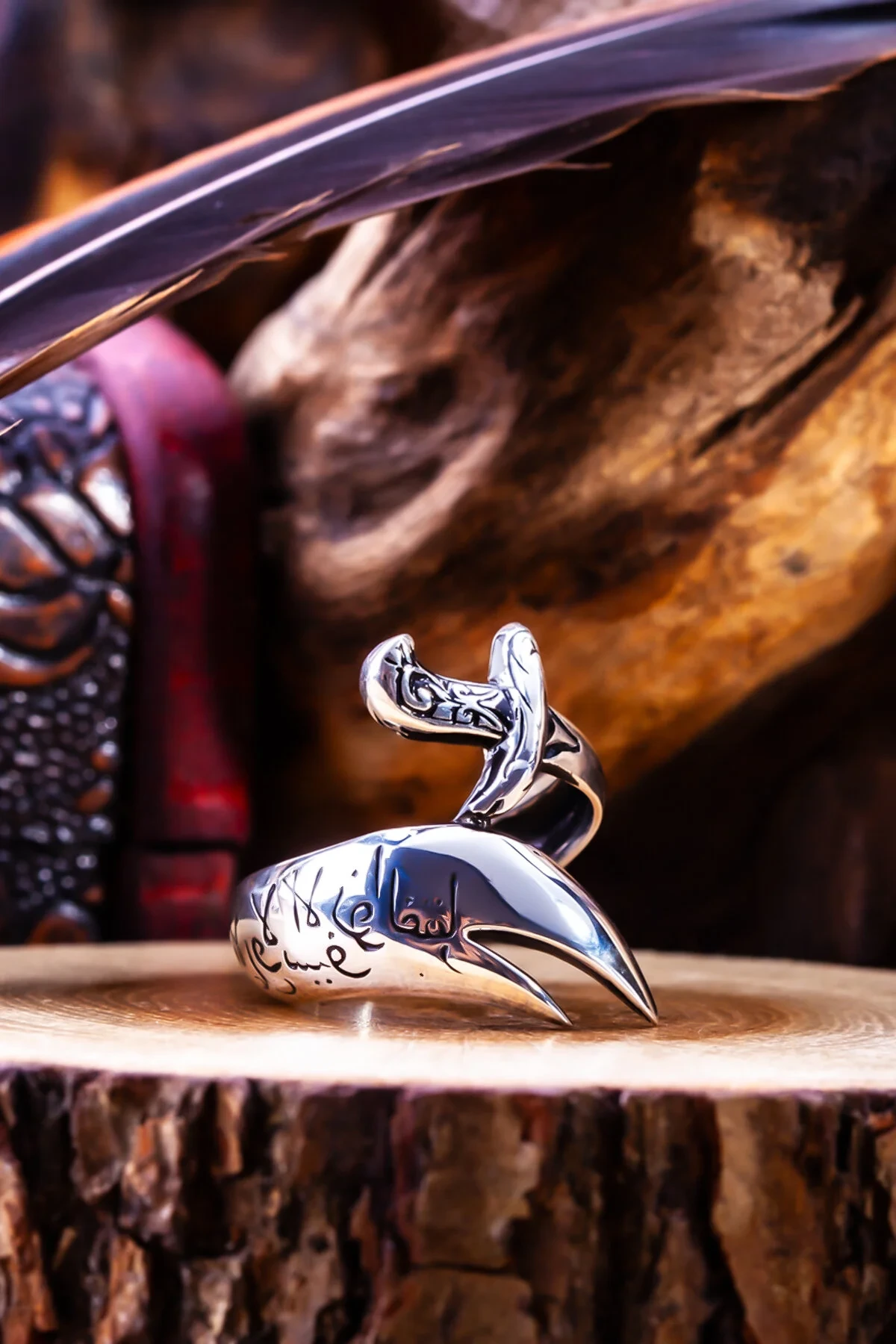 Zulfiqar Sword Wrap & Calligraphy | 925 Sterling Silver Men's Ring
