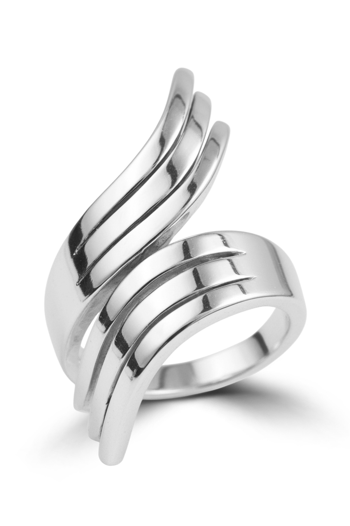 Modern Wave | Sleek Polished Multi-Line Spiral Design 925 Sterling Silver Ring