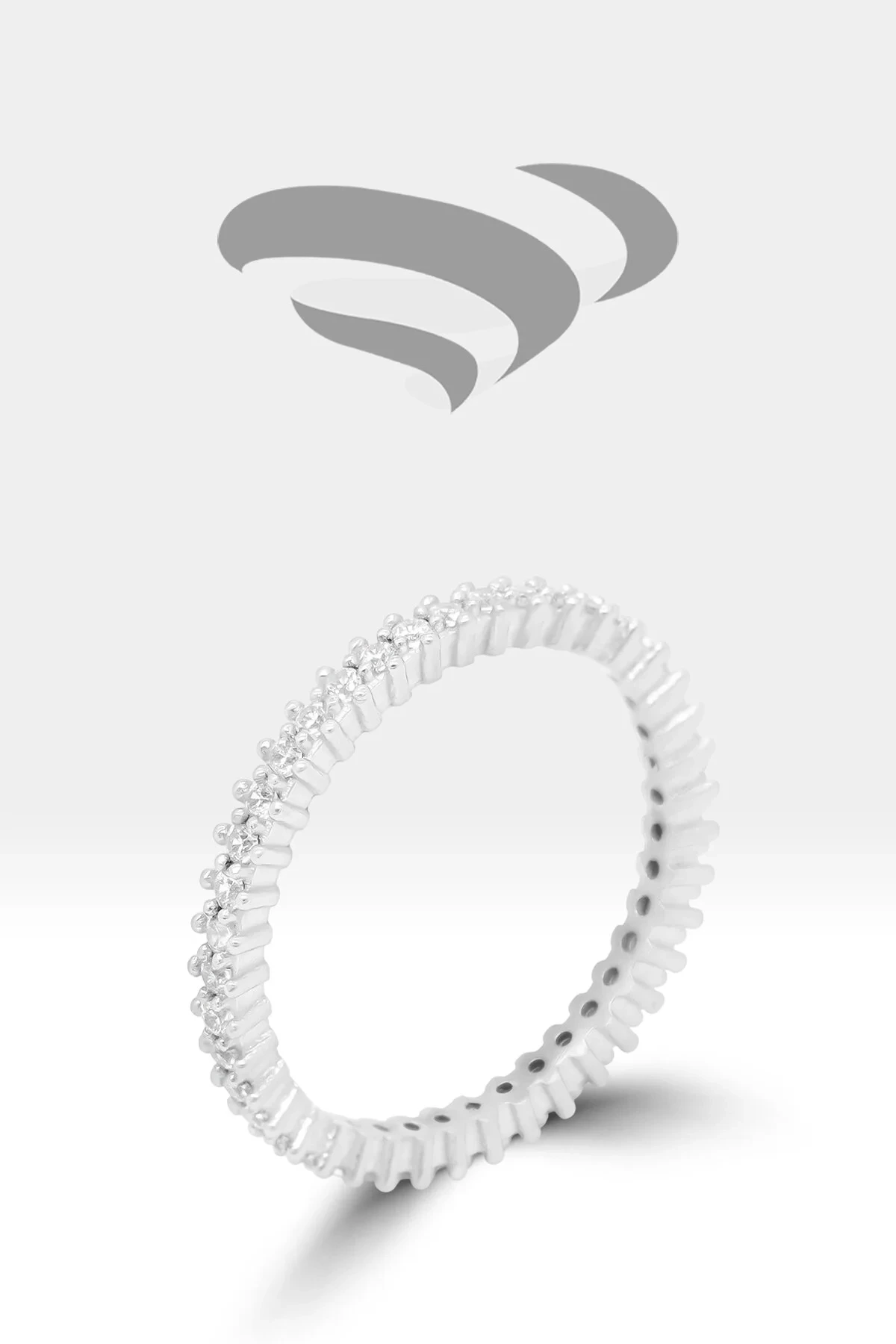 Classic Full Band | Delicate Single-Row Stone Full Eternity 925 Sterling Silver Ring